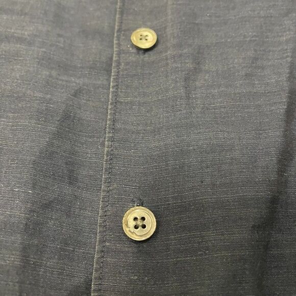 THEORY blue chambray linen button down long sleeve size XL - Picture 5 of 8